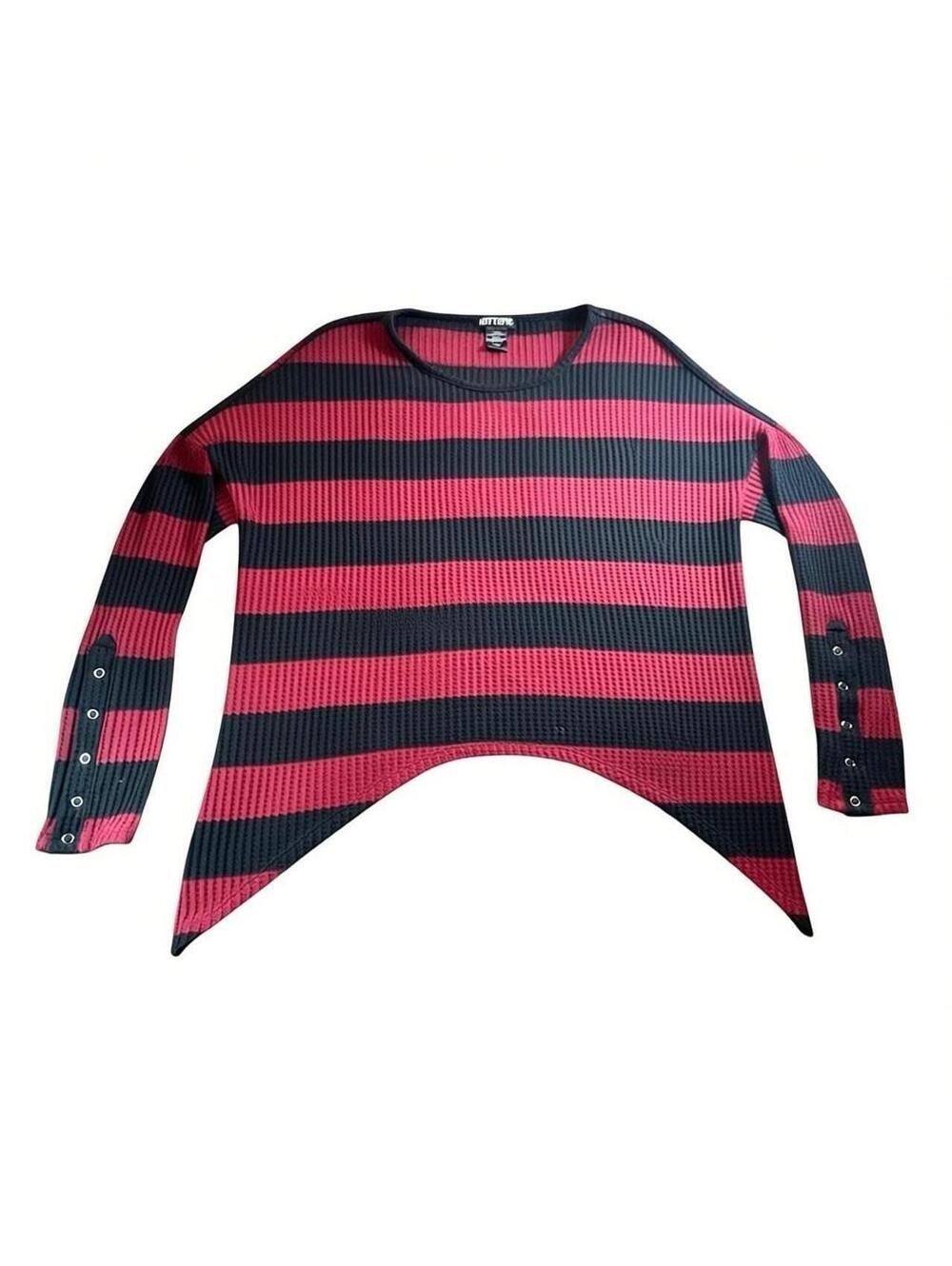 Hot Topic Red + Black Asymmetrical Sweater